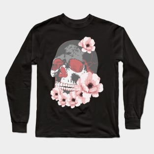 Skull with Flowers Long Sleeve T-Shirt